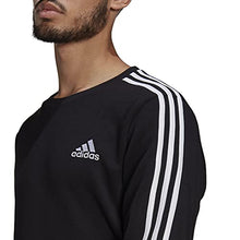 Load image into Gallery viewer, adidas Men's Essentials Fleece 3-Stripes Sweatshirt, Black/White, X-Large
