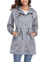 Load image into Gallery viewer, Womens Outdoor Waterproof Lightweight Windbreaker Raincoat Hooded Rain Jacket
