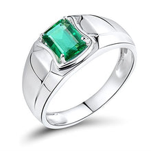 Load image into Gallery viewer, Lanmi Men's 14K/18K Yellow White Gold Natural Emerald Ring Sapphire Tanzanite Engagement Wedding Band with Diamonds for Man Father's Day
