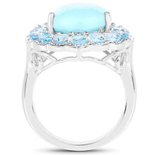 Load image into Gallery viewer, Bonyak Jewelry Genuine Pears Turquoise and Swiss Blue Topaz Ring in Sterling Silver - Size 8.00

