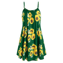 Load image into Gallery viewer, COLNER Women’s V Neck Bow Knot Bandage Top Bohemian Shot Sleeve Sunflower Print Beach Mini Sundresses Suits Mint Green
