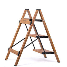 Load image into Gallery viewer, 3 Step Stool Ladder Woodgrain Shelf Aluminum Lightweight Folding with Anti-Slip and Wide Pedal for Home and Kitchen Space Saving
