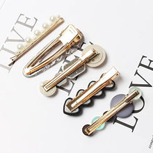 Load image into Gallery viewer, Acrylic Resin Hair Clips Pearls Hair Grips Handmade Metal Gold Hair Barrettes Marble Alligator Bobby Pins Geometric Hairpin Hair Accessories Gifts for Women Girls Pack of 10 (Color A)
