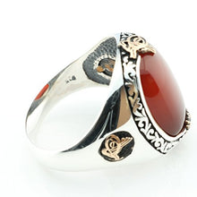 Load image into Gallery viewer, KAR 925K Stamped Sterling Silver Agate (Aqeeq) Men's Ring K41B (9.75)
