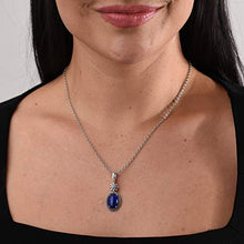 Load image into Gallery viewer, American West Sterling Silver Blue Lapis Gemstone Native Flower Pendant Enhancer
