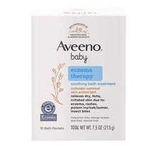 Load image into Gallery viewer, Aveeno Baby Eczema Therapy Soothing Bath Treatment for Relief of Dry, Itchy &amp; Irritated Skin, Made with Natural Colloidal Oatmeal, Fragrance-, Paraben-, Steroid- &amp; Tear-Free, 10 ct
