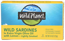 Load image into Gallery viewer, Wild Planet Wild Sardines in Extra Virgin Olive Oil with Lemon, Keto and Paleo, 3rd Party Mercury Tested, 4.4 Ounce
