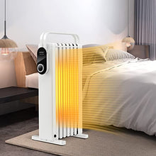 Load image into Gallery viewer, COSTWAY Oil Filled Radiator Heater, 1500W Electric Space Heater with Foldable Hanging Rack, 3 Heat Settings, Overheat and Tip-Over Protection, Portable Radiant Heater for Home Office Indoor Use, White
