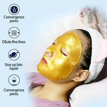 Load image into Gallery viewer, Collagen Facial Masks (10-Pc) - Vegan Gold Facial Mask - Anti Aging,Puffiness, Moisturizing, Deep Tissue Rejuvenation and Hydrates Skin
