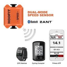 Load image into Gallery viewer, moofit Bike Cadence and Speed Sensor Bluetooth &amp; ANT+ Wireless Cycling Cadence Speed Sensor IP67 Waterproof for Zwift, Rouvy, Endomondo, Peloton, OpenRider and More
