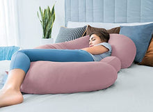 Load image into Gallery viewer, QUEEN ROSE Cooling Pregnancy Pillow - E Shaped Body Pillow for Sleeping Maternity Body Pillow with Detechable Wedge Pillow for Side Sleeping, Cooling Silky Cotton Cover,Pink
