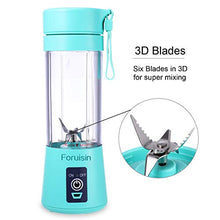 Load image into Gallery viewer, Portable Personal Blender, Household Juicer Fruit Shake Mixer -Six Blades, 380ml Baby Cooking Machine with USB Charger Cable (Cyan)
