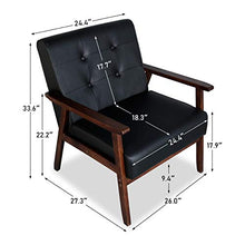 Load image into Gallery viewer, JIASTING Mid Century 1 Loveseat Sofa and 2 Accent Chairs Set Modern Wood Arm Couch and Chair Living Room Furniture Sets (8428 Black Set)
