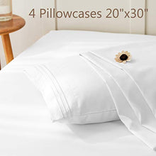 Load image into Gallery viewer, LBRO2M Bed Sheets Set Queen Size 6 Piece 16 Inches Deep Pocket 1800 Thread Count 100% Microfiber Sheet,Bedding Super Soft Hypoallergenic Breathable,Resistant Fade Wrinkle Cool Warm (White)
