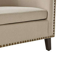 Load image into Gallery viewer, BELLEZE Modern Tub Barrel Accent Chair Upholstered Linen with Nail Head, Beige
