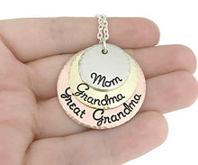 Load image into Gallery viewer, Mom - Grandma - Great Grandma Necklace - Hammered Jewelry - Perfect Gift for Grandma - Hand Stamped Jewelry - Personalized Jewelry
