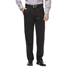 Load image into Gallery viewer, Haggar Men's Premium No Iron Classic Fit Expandable Waist Pleat Front Pant, Black, 38x30
