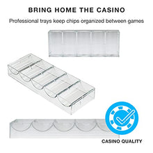 Load image into Gallery viewer, Brybelly Clear Acrylic Poker Chip Tray | for Standard Size Chips &amp; Clay Chips | Each Tray Holds 100 Chips | 10 Trays - No Lids
