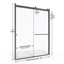 Load image into Gallery viewer, Basco Shower Door RTLA05B6070CLOR Rotolo Sliding Shower Door, Oil Rubbed Bronze, 56-60 in. Wide x 70 in. high, Clear
