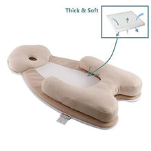 Load image into Gallery viewer, SECOND MUM Portable Newborn Baby Bed Mattress with Head Support Infant Lounger Pillow | Co-Sleeping Sleeper | Anti-Roll and Flat Head Prevention Fit Nest Crib Bassinet and Bed (Beige）
