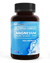 Load image into Gallery viewer, BioEmblem Triple Magnesium Complex | 300mg of Magnesium Glycinate, Malate, &amp; Citrate for Muscle Relaxation, Sleep, Calm, &amp; Energy | High Absorption | Vegan, Non-GMO | 90 Capsules
