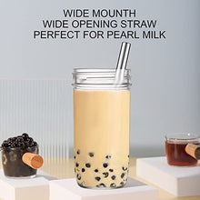Load image into Gallery viewer, 4 Pack Glass Cups Set 24oz Mason Jar with Lid and Straw,4 Clean Brush, Reusable Bubble Tea Cup, Mason Jars Glass Cups,Iced Coffee Cup,Wide Mouth Smoothie cup, Boba Cup, Mason Jar Drinking Glasses
