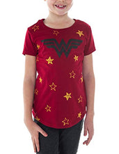 Load image into Gallery viewer, DC Comics Girls T-Shirt Wonder Woman Logo &amp; Stars Print (Dark Red, Medium 7-8)
