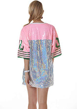 Load image into Gallery viewer, Cool Stage Sequin Top Graphic Number 08 Club Performance Clothing T-Shirt Costume Silver

