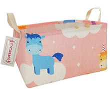Load image into Gallery viewer, QUEENLALA Rectangular Laundry Hamper/Foldable Nursery Laundry Basket for Organizing/Storage Bin Baskets/Children Toy Office Bedroom/Toy Bin Closet Shelf Baskets（Rec-Unicorn）
