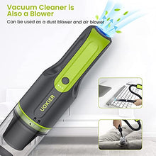 Load image into Gallery viewer, Handheld Vacuum Cleaner Cordless, UOKIER Hand Vacuum&amp;Air Blower 2-in-1, Mini Portable Hand Held Vac with 6500PA Strong Suction Rechargeable Li-ion Battery for Pet Hair, Home and Car, 2 Speeds
