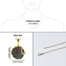 Load image into Gallery viewer, 14K Yellow Gold Plated Over 925 Sterling Silver Fire Black Opal Large Pendant; October Libra Birthstone Necklace; Unique Jewelry For Women; Handmade Vintage Style Opal Necklace For Women
