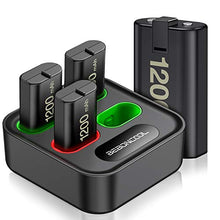 Load image into Gallery viewer, BEBONCOOL Charger for Xbox One Controller Battery Pack, Charger for Xbox One Rechargeable Battery Pack with 4x1200mAh Batteries, Rechargeable Battery Pack for Xbox One/One S/One X/One Elite Controller
