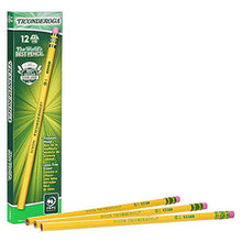 Load image into Gallery viewer, Ticonderoga Graphite Pencils, Wood-Cased #2 HB Soft, with Eraser, Yellow, 72-Pack.
