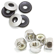 Load image into Gallery viewer, Lock Nut 1/4"-20 Inch (100 Pieces) Stainless Steel Finish Hex, by Bolt Dropper, 304 18-8 Stainless with Nylon Insert.
