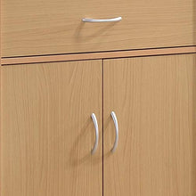 Load image into Gallery viewer, Hodedah Long Standing Kitchen Cabinet with Top &amp; Bottom Enclosed Cabinet Space, One Drawer, Large Open Space for Microwave, Beech
