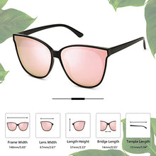 Load image into Gallery viewer, LVIOE 2PACK 1627Black/Grey+1627Black/Rose Oversized Polarized Cat Eyes Sunglasses for Women
