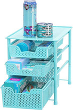 Load image into Gallery viewer, Simple Houseware Stackable 3 Tier Sliding Basket Organizer Drawer, Turquoise
