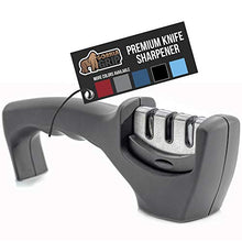 Load image into Gallery viewer, Gorilla Grip Original Premium Knife Sharpener, Professional Kitchen Chef 3 Slot Design, Easy Sharpening, Slip Resistant Grip, Safely Sharpen Knives, Restore Dull Knife for A Sharp Edge, Gray
