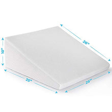 Load image into Gallery viewer, HEALTHEX Bed Wedge Pillow Cooling Memory Foam Top – Elevated Support Cushion for Lower Back Pain, Acid Reflux, Heartburn, Allergies, Snoring – Ultra Soft Removable Cover – 10 inch Wedge
