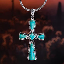 Load image into Gallery viewer, Stauer - Women's Mission Turquoise Cross Pendant (3 2/5 ctw) &amp; Chain
