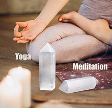 Load image into Gallery viewer, AMOYSTONE Selenite Tower Crystals and Healing Stones Wands Crystal Points 4 Sides Tower Large 6" Tall 1 PC
