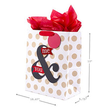 Load image into Gallery viewer, Hallmark 13" Large Anniversary Gift Bag with Tissue Paper (You &amp; Me, Polka Dots on White) for Anniversary, Valentines Day, Grooms Gift and More
