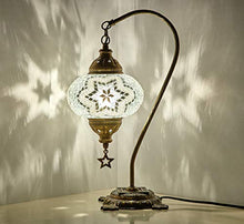 Load image into Gallery viewer, Demmex 2019 Turkish Moroccan Mosaic Table Bedside Night Tiffany Bedside Lamp for US Use, White
