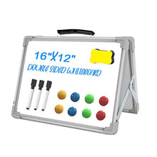 Load image into Gallery viewer, Small Dry Erase White Board,16X12Inches Portable Double-Sided Magnetic Foldable Desktop Whiteboard Easel for Kids&amp;Home,Classroom,Office-White
