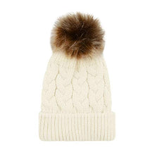 Load image into Gallery viewer, Durio Baby Hats Knit Baby Girl Hats Warm Thick Baby Girl Winter Hat Cute Toddler Hat Girl Boy H Ivory White &amp; Gray &amp; Pink &amp; Khaki One Size

