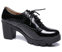 Load image into Gallery viewer, DADAWEN Women's Classic T-Strap Platform Mid-Heel Square Toe Oxfords Dress Shoes Black US Size 6.5
