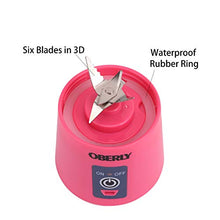 Load image into Gallery viewer, Portable Blender, OBERLY Smoothie Juicer Cup - Six Blades in 3D, 13oz Fruit Mixing Machine with 2000mAh USB Rechargeable Batteries, Ice Tray, Detachable Cup
