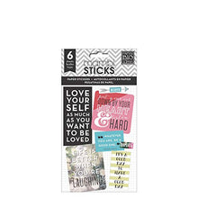 Load image into Gallery viewer, me &amp; my BIG ideas Pocket Pages Stickers - The Happy Planner Scrapbooking Supplies - Love Yourself Theme - Multi-Color - Perfect for Scrapbooking &amp; Paper Crafts - 6 Sheets, 49 Stickers Total
