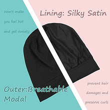 Load image into Gallery viewer, Satin Lined Sleep Cap Bonnet for Curly Hair and Braids, Stay On All Night Hair Wrap with Adjustable Strap for Women and Men, Black, Pack of 1
