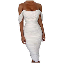 Load image into Gallery viewer, Women's Dresses Sexy Ruffle Off Shoulder Sleeveless Solid Sheath Bodycon Midi Party Dress Skirts
